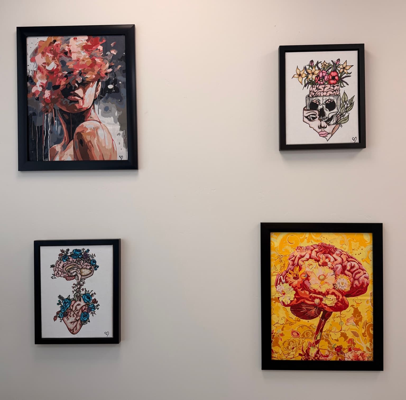 Original mental health artwork on display at Crescent Health Clinic, South Jordan, Utah