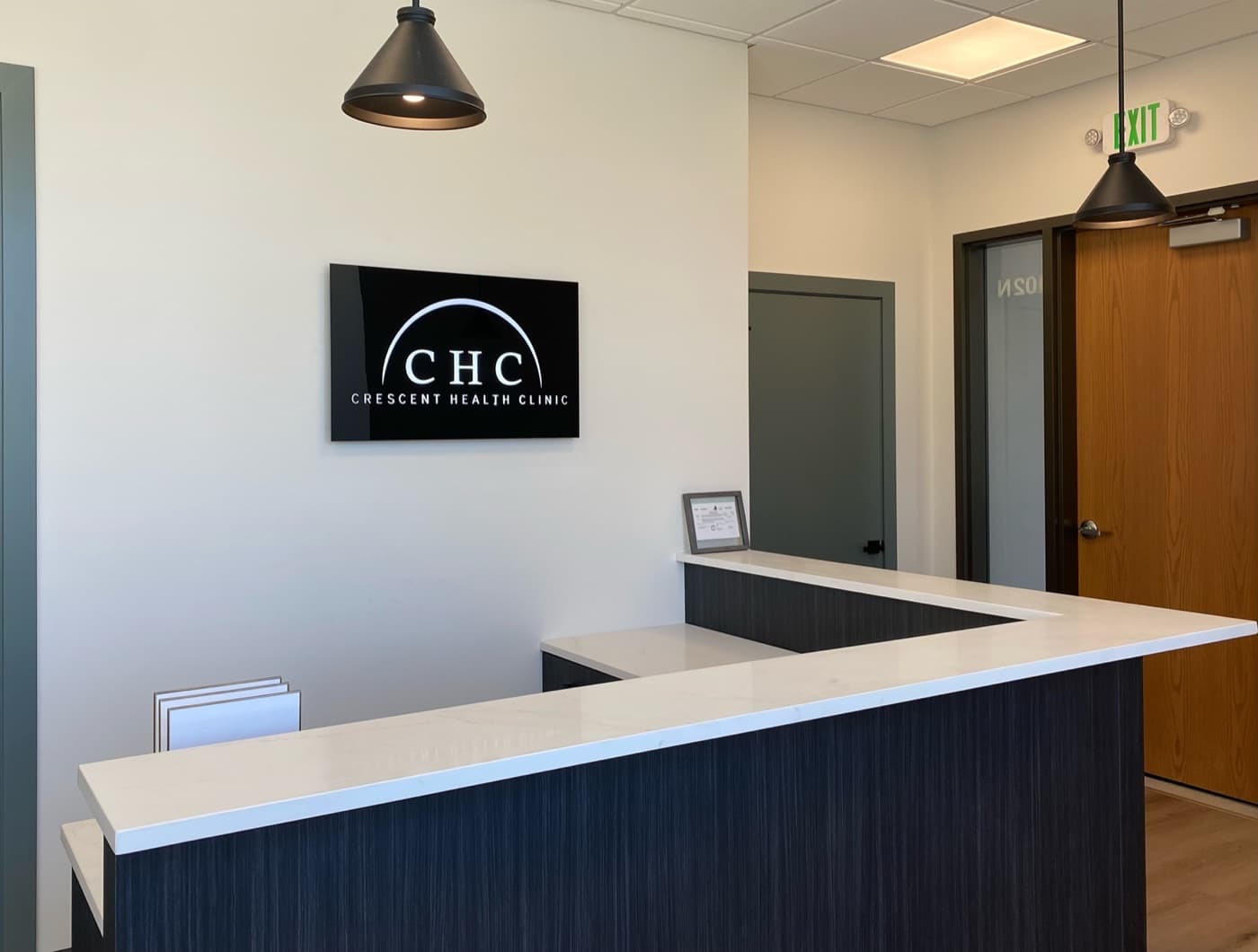 Crescent Health Clinic waiting room in South Jordan, Utah